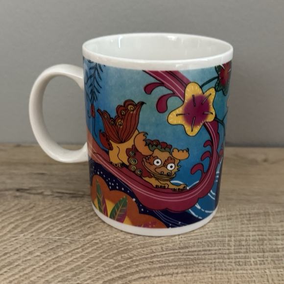 Starbucks Mug 2016 Okinawa Coffee Tea Collector Fu Dog Shisa Lion Flowers - Picture 2 of 9